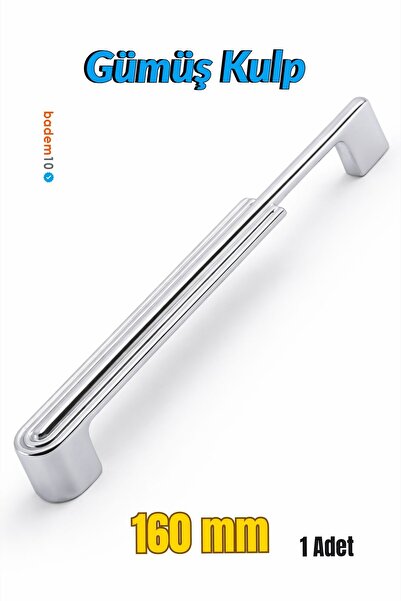 Badem10 Yıldız 160 mm Gümüş Krom Metal Kulp Mobilya Çekmece Dolap Kapak Kulpu...