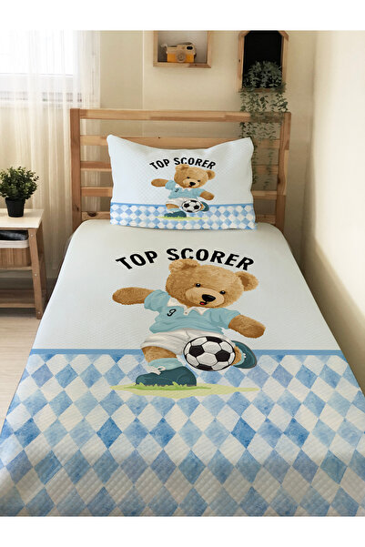 Evmila طقم بيكيه للأطفال بنقشة دب تيدي - مقاس 160×230 سم مع غطاء وسادة مقاس 5...