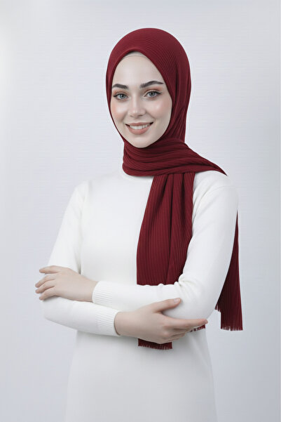 Ramellia Vişne Rengi Piliseli Şal | Hazır Piliseli Şal, Kaymaz Şal Yumuşak Do...