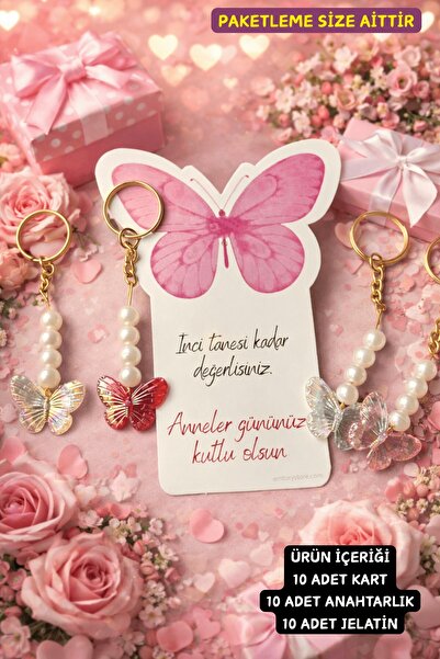 Emtory Gift Butterfly | Renkli Kelebek Anahtarlık- Anneler Günü Hediyesi - 10...