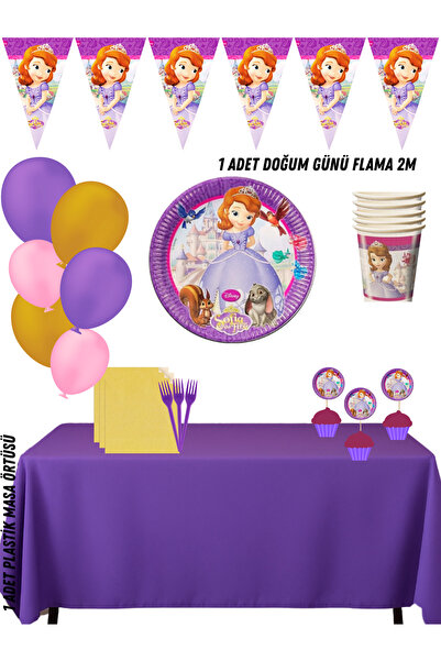 HAPPYLOOPPARTY Prenses Sofia Sofya 16 Kişilik Doğum Günü Parti Süsleri Seti