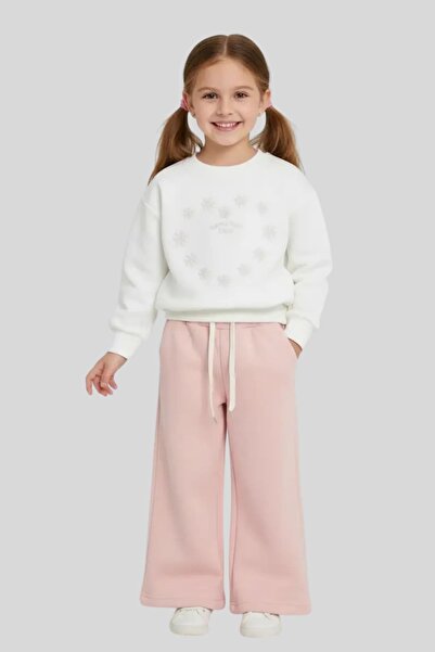 ww waka waka kids store Σετ φόρμας για κορίτσια εκρού ροζ με κέντημα καρδιάς ...