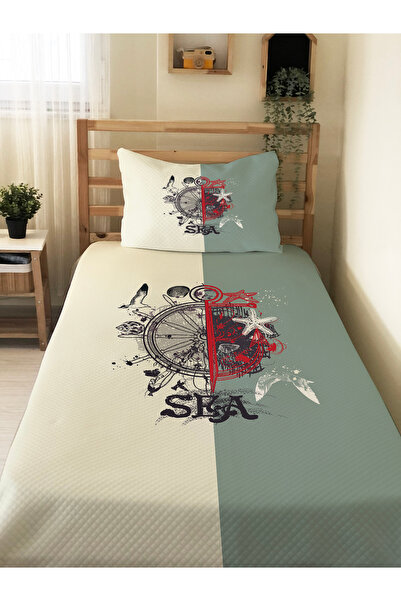 Evmila طقم بيكيه للأطفال بنقشة بوصلة - مقاس 160×230 سم، بيكيه مقاس 50×70 سم، ...