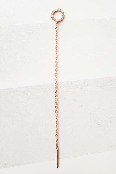 arcina jewellery Circle Long Chain Earrings - 925 Sterling Silver