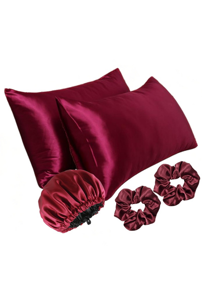 ANT HOME TEKS Premium Set Double Silky Satin Pillowcase Buckle and Bonnet Curly Straight Wavy Hair