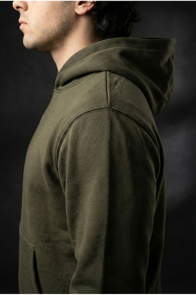 Liber Premium Khaki Oversize Hoodie 3 Thread Ruched Sweatshirt