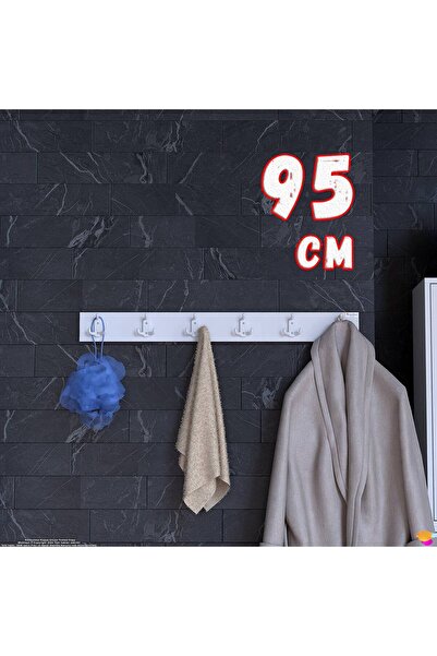 Modilayn ARI Serisi (91,4x9,6 cm) 18 Kancalı Banyo Askısı - 6'lı Set | Ekstra...