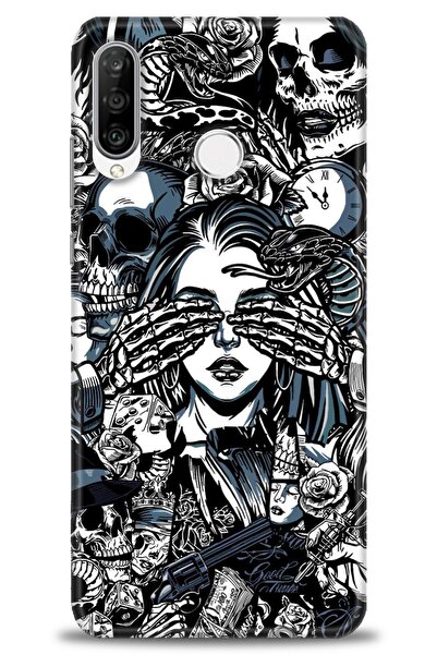 Rulet Aksesuar غطاء متوافق مع هاتف هواوي P30 لايت HD مطبوع - غطاء سيليكون بتص...