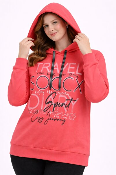 Şans Femei Plus Size Roz, cu imprimeu , cu glugă Swea tricou 65N39290