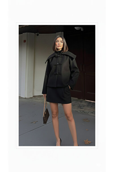 My Blog Jachetă scurtă din cașmir cu detaliu cu nasturi negre - 7675