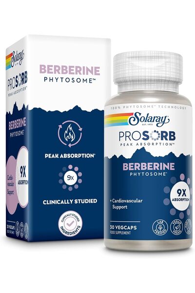 Solaray Berberine Phytosome - 9X Absorption and Easy-to-Digest - Standardized to 30% Berberine HCl -