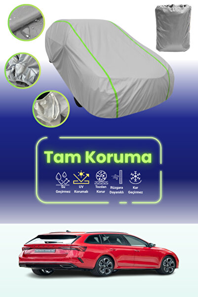 Dokaca Neo غطاء حماية للسيارة من القماش الرمادي اللامع قماش مجدّل Skoda Octav...