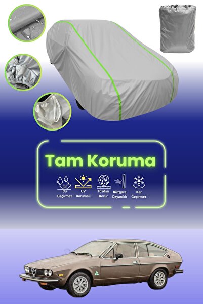 Dokaca Neo غطاء حماية للسيارة من القماش الرمادي اللامع قماش مجدّل ألفا روميو ألفيتا جي تي متوافق مع غطاء حماية السيارة من القماش