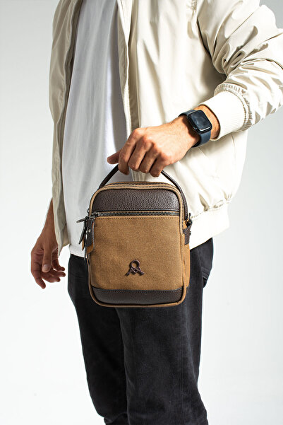 PASSTELL Men's Canvas Fabric Hand and Shoulder Bag