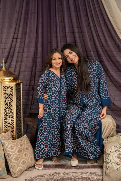 AFandina جلابية أم وبنت الحصري بنقشة مميزة | أناقة العائلة SM -32