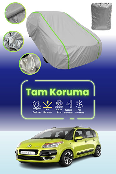 Dokaca Neo غطاء حماية للسيارة باللون الرمادي النيون قماش مجدّل سيتروين C3 بيكاسو 2008 - 2012 متوافق مع غطاء حماية السيارة