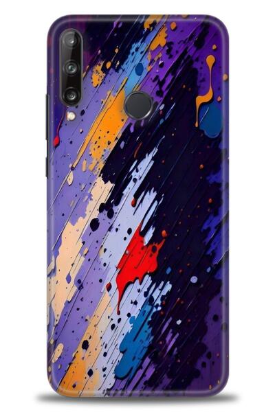 Rulet Aksesuar حافظة متوافقة مع هاتف هواوي P40 Lite E HD مطبوع + واقي شاشة سي...