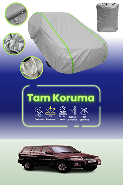 Dokaca Neo غطاء حماية للسيارة باللون الرمادي النيون قماش مجدّل سانج يونج موسو سبورتس 1998 - 2005 متوافق مع غطاء حماية السيارة