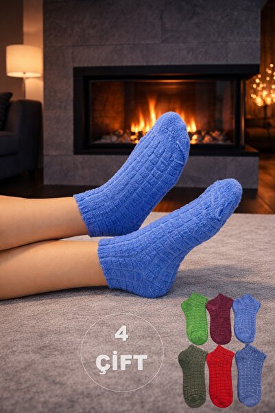 Onouqo Kadın Havlu Ev Çorabı 4’lü Set – Kalın, Yumuşak Dokulu, Kışlık Çorap