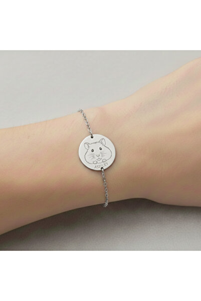 Soleildor 925 ayar Orijinal Gümüş Kişiye Özel Mini Disk Pet Hayvan Resimli İs...