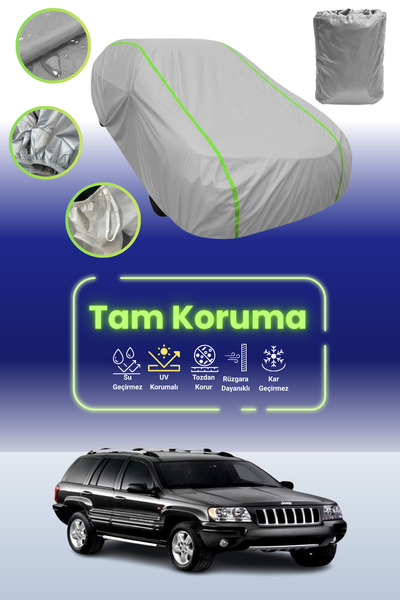 Dokaca Neo غطاء حماية للسيارة باللون الرمادي النيون قماش مجدّل جيب جراند شيروكي 2003 - 2005 متوافق مع غطاء حماية السيارة