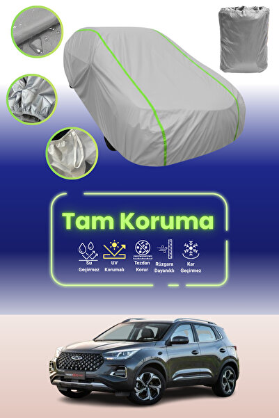 Dokaca Neo غطاء حماية للسيارة من القماش الرمادي النيون قماش مجدّل متوافق مع سيارة شيري تيجو 5x