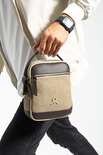 PASSTELL Men's Canvas Fabric Hand and Shoulder Bag