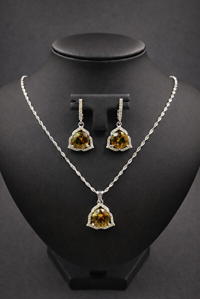 OSMANLI GÜMÜŞ Kadın Gümüş Kolye Küpe Set - Nera Model Zultanit Taşlı Kadın Gü...