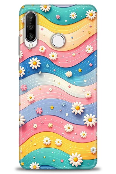 Rulet Aksesuar غطاء متوافق مع هاتف هواوي P30 لايت HD مطبوع - غطاء سيليكون بتص...