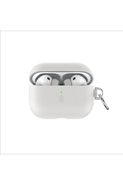 WIWU AirPods Pro 3 Uyumlu HC-201 Parmak İzi Bırakmayan Deri Kılıf Bej
