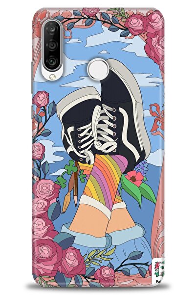 Rulet Aksesuar غطاء متوافق مع هاتف هواوي P30 لايت HD مطبوع - غطاء سيليكون بتص...