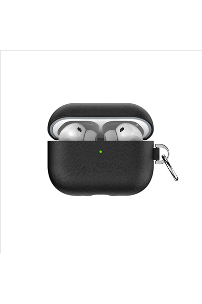 WIWU AirPods Pro 3 Uyumlu HC-201 Parmak İzi Bırakmayan Deri Kılıf Siyah