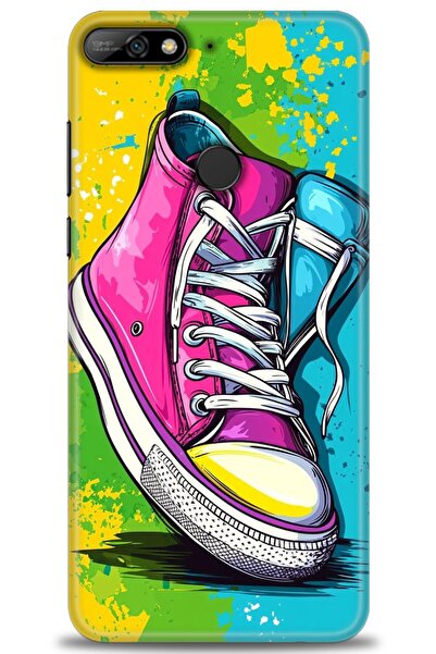 Rulet Aksesuar غطاء متوافق مع هاتف هواوي Y7 2018 HD مطبوع - غطاء سيليكون مصمم...