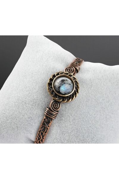 DOĞA KUTUSU OĞLAK, BALIK VE YENGEÇ BAKIR BİLEKLİK AY TAŞI