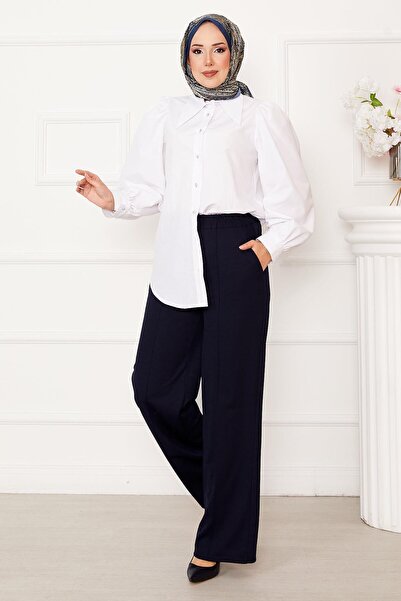 EBRUTESETTÜR Navy Blue Trousers with Front Pocket Detail