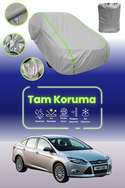 Dokaca Neo غطاء حماية للسيارة من القماش الرمادي اللامع قماش مجدّل فورد فوكس 3 سيدان متوافق مع غطاء حماية السيارة من القماش