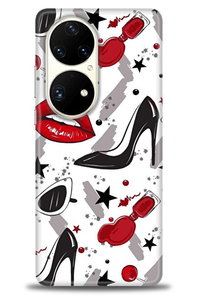 Rulet Aksesuar حافظة متوافقة مع هاتف هواوي P50 Pro HD مطبوع + واقي شاشة سيرام...