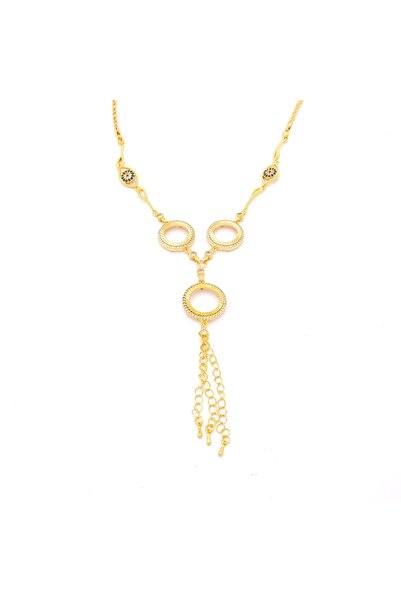 FerizZ Altın Kaplama Burgu Zincirli Üç Çeyrek Çerçeveli Kolye KLY-668