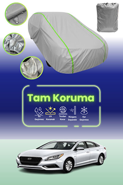 Dokaca Neo غطاء حماية للسيارة باللون الرمادي النيون قماش مجدّل متوافق مع سيارة هيونداي سوناتا هايبرد 2015 - 2017