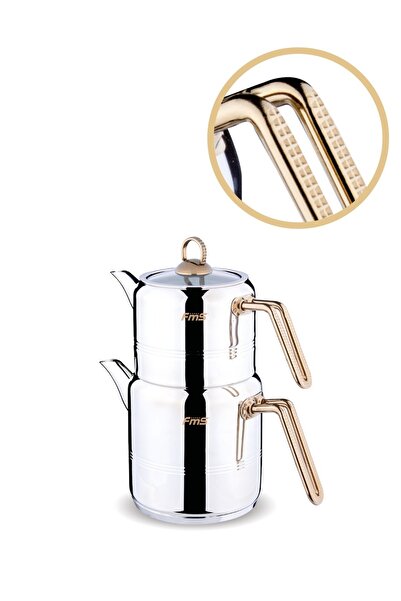 FMS ÇAYDAN. SİLİNDİR ELMAS KULP MİDİ ALTIN ÇAYDANLIK