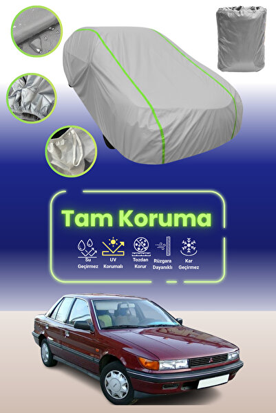 Dokaca Neo غطاء حماية للسيارة باللون الرمادي النيون قماش مجدّل ميتسوبيشي لانسر هاتشباك 1988 - 1993 متوافق مع غطاء حماية السيارة