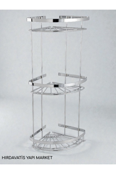 HIRDAVATİS YAPI MARKET Zirve 3'lü 19x19cm Lüks Banyo Rafı Sabunluk Şampuanlık