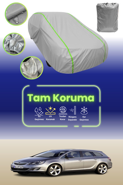 Dokaca Neo غطاء حماية للسيارة باللون الرمادي النيون قماش مجدّل متوافق مع سيارة أوبل أسترا سبورتس تورر 2010 - 2012