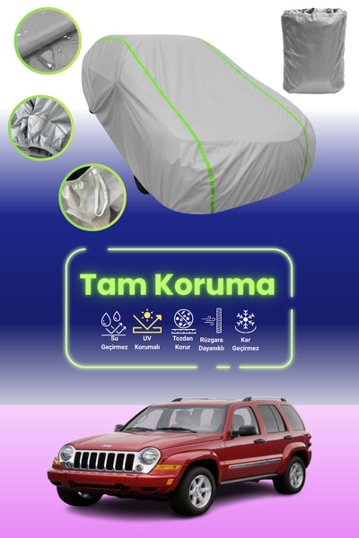 Dokaca Neo غطاء حماية للسيارة باللون الرمادي النيون قماش مجدّل جيب شيروكي/ليبرتي 2001 - 2005 متوافق مع غطاء حماية السيارة