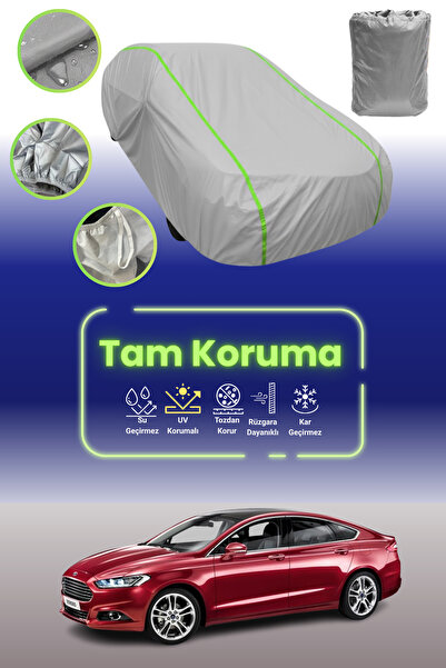Dokaca Neo غطاء حماية للسيارة من القماش الرمادي اللامع قماش مجدّل فورد مونديو 5 سيدان متوافق مع غطاء حماية السيارة من القماش