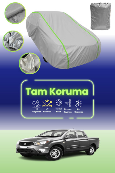 Dokaca Neo غطاء حماية للسيارة باللون الرمادي النيون قماش مجدّل متوافق مع سيارة سانج يونج كوراندو سبورتس