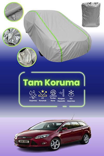 Dokaca Neo غطاء حماية للسيارة باللون الرمادي النيون قماش مجدّل فورد فوكس واجون 2011 - 2014 متوافق مع غطاء حماية السيارة