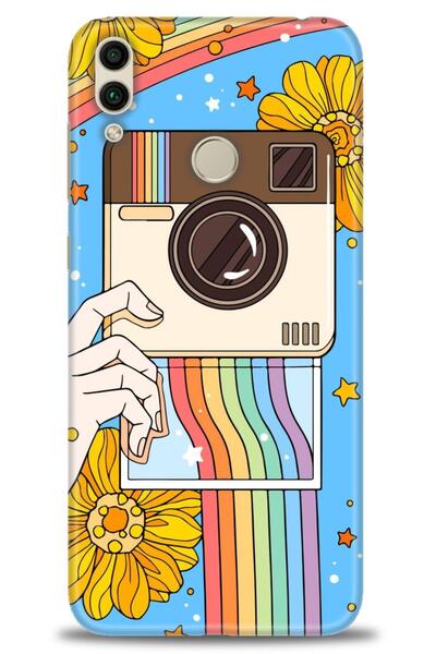 Rulet Aksesuar غطاء متوافق مع هاتف هواوي هونر 8C HD مطبوع - غطاء سيليكون بتصم...