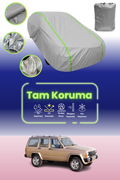 Dokaca Neo غطاء حماية للسيارة باللون الرمادي النيون قماش مجدّل جيب شيروكي 1984 - 1997 متوافق مع غطاء حماية السيارة من القماش