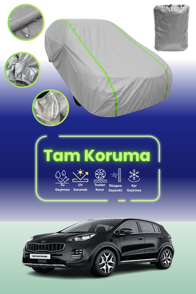 Dokaca Neo غطاء حماية للسيارة باللون الرمادي النيون قماش مجدّل متوافق مع سيارة كيا سبورتاج 2015 - 2018